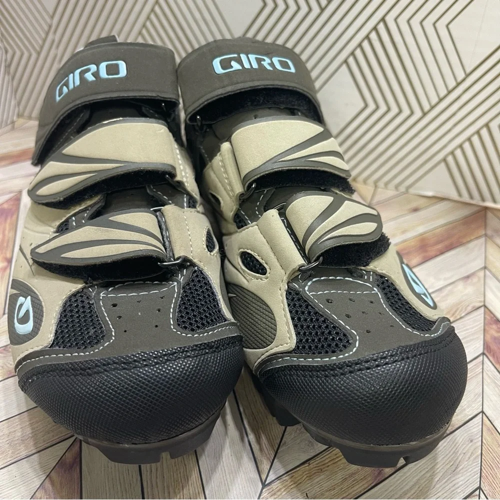 Giro Reva Womens Size 5 Khaki Brown Tan Blue Mountain Cycling Shoes‎ SB2